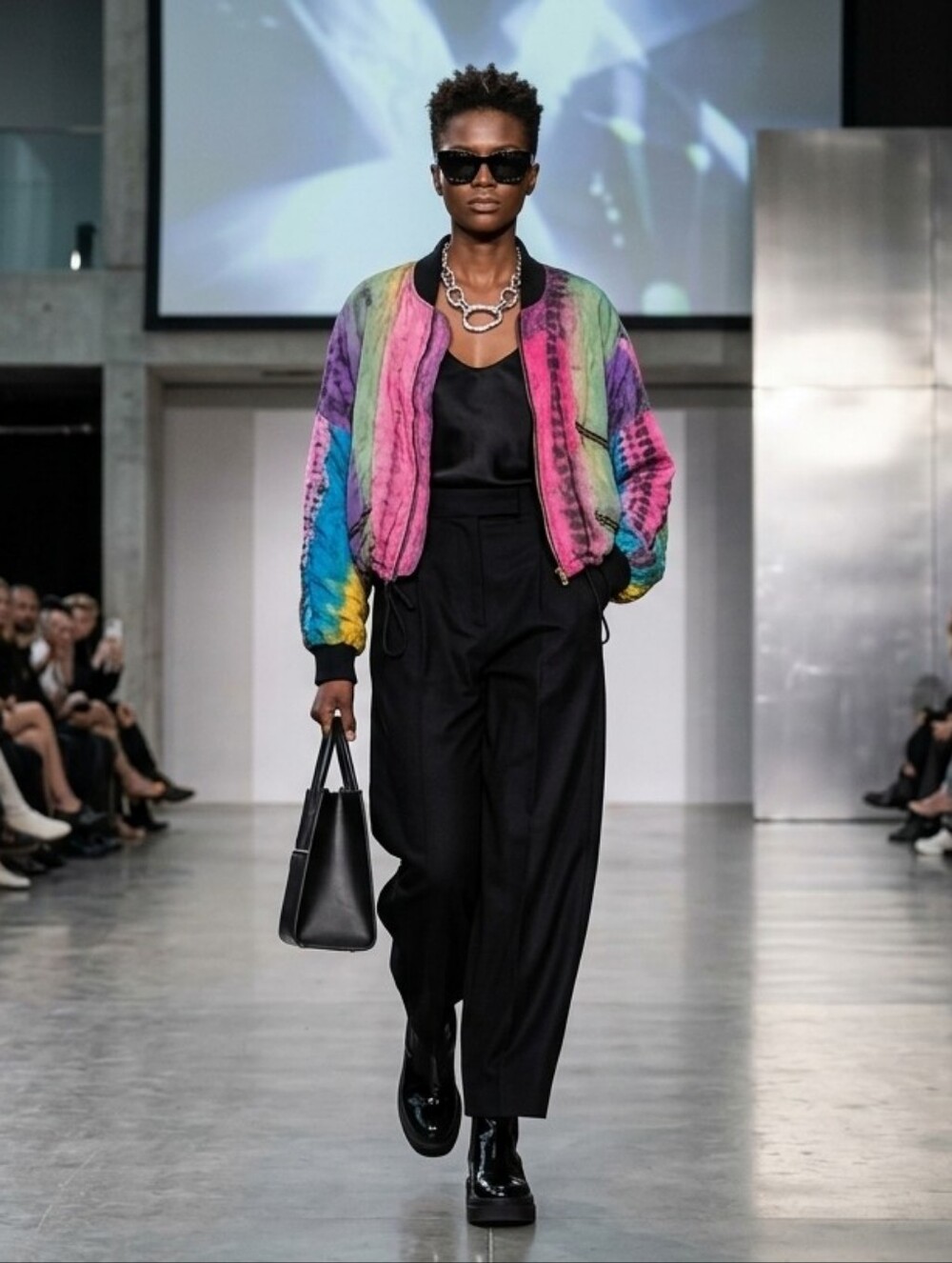 VINTAGE TIE DYE bomber crop jacket